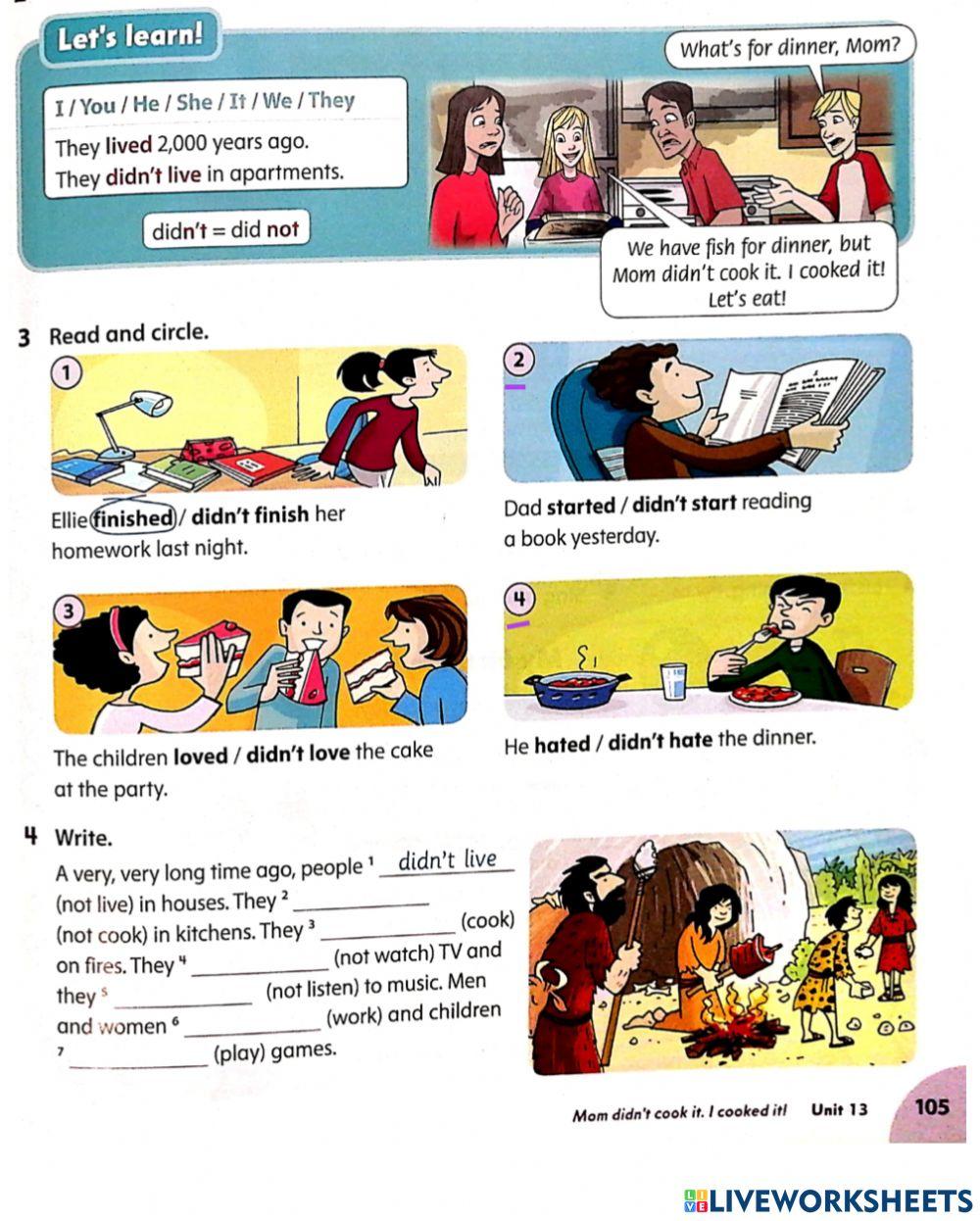 Past tense regular verbs: ed