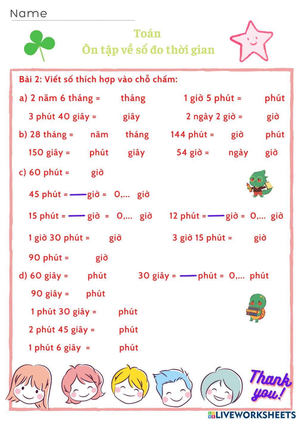 Toán - Ôn tập đơn vị đo thời gian