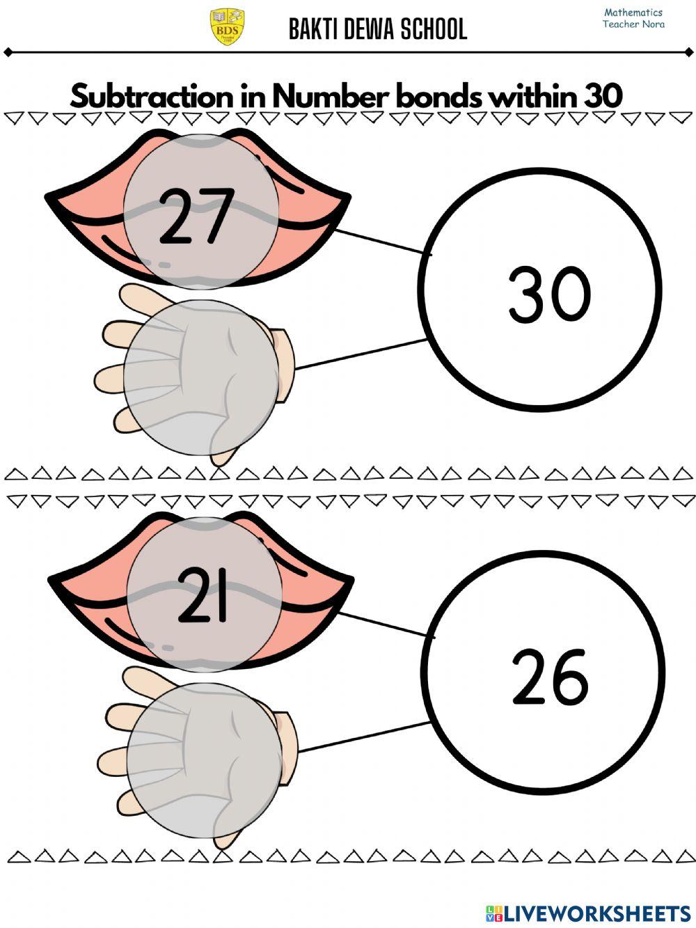 Subtraction and Number Bonds within 30