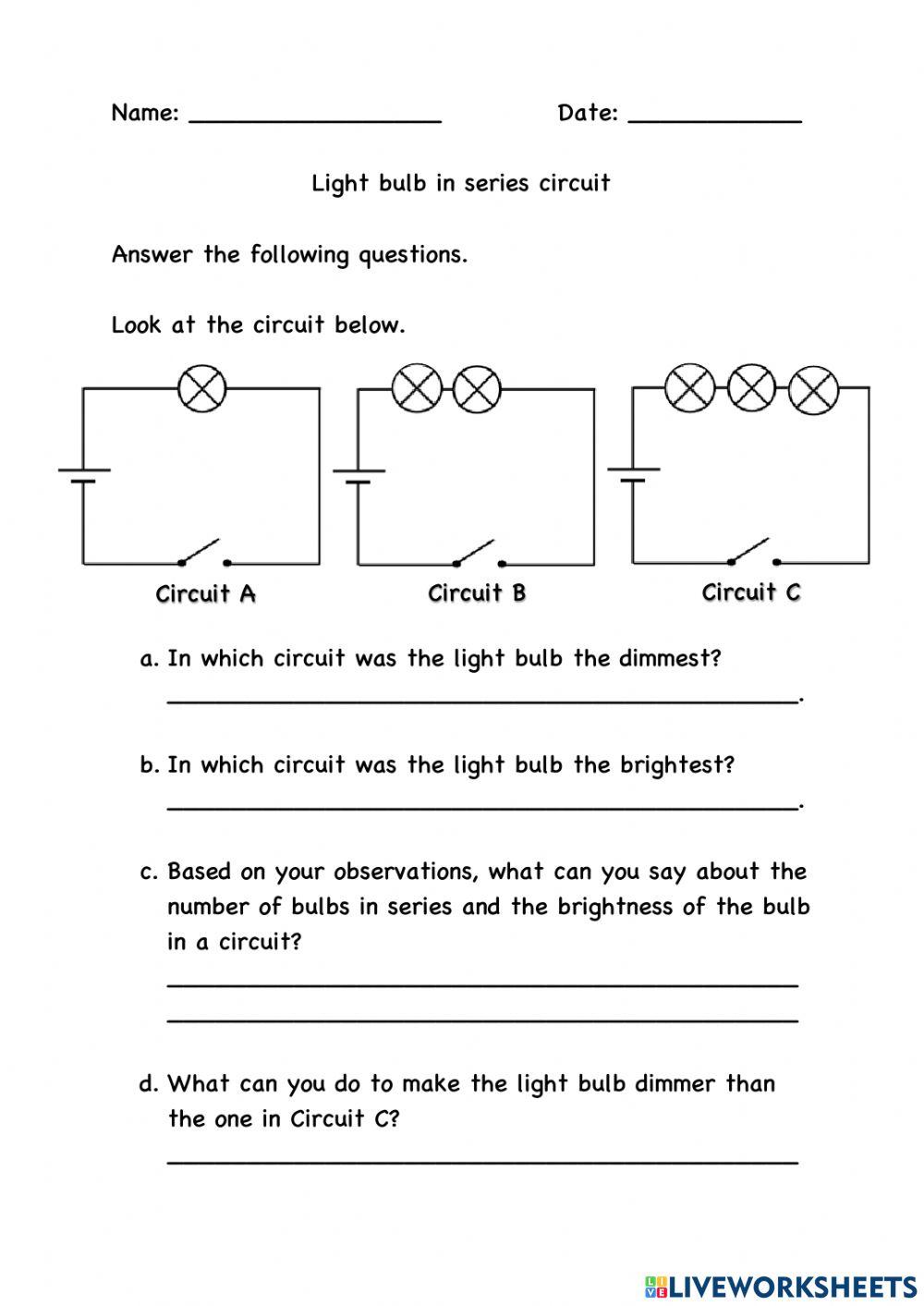 Light bulb in series circuit