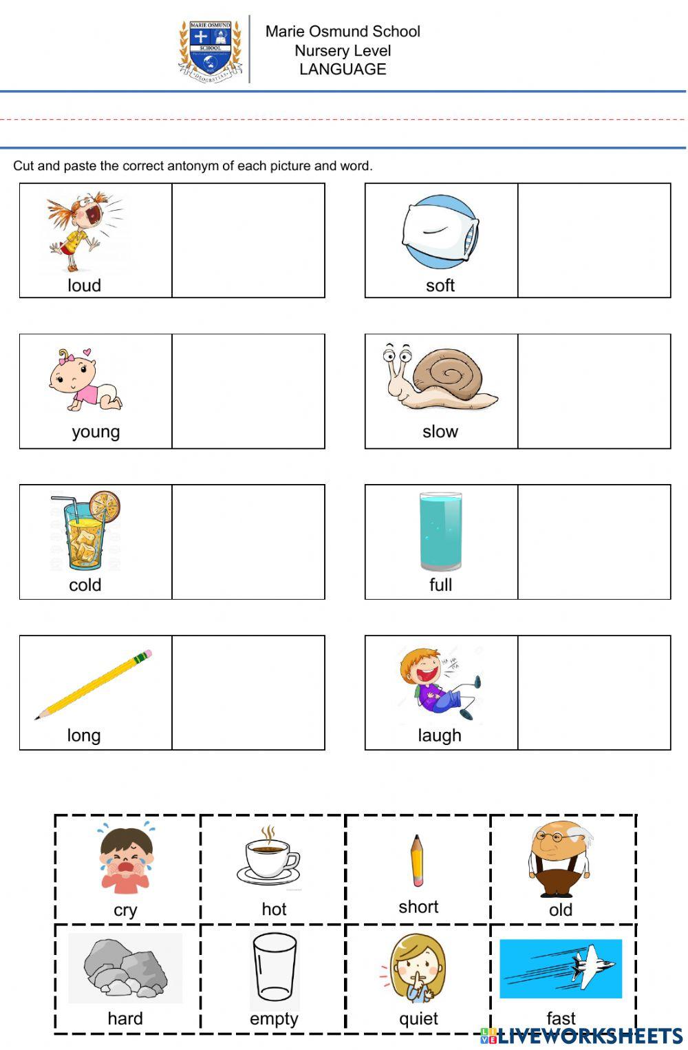 Nursery - Language Antonyms