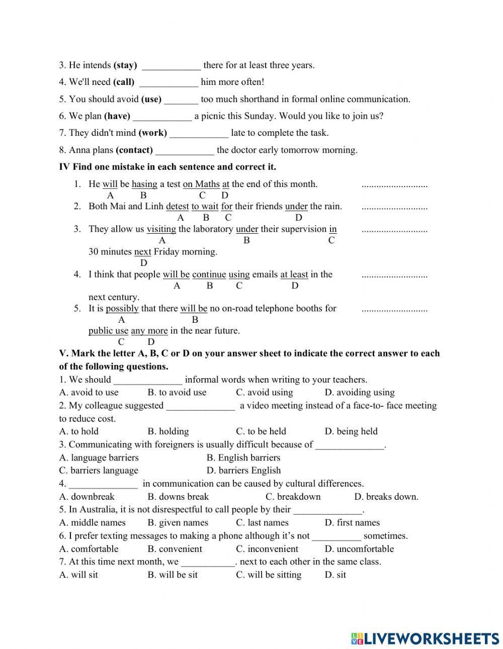 Unit 10: Communication