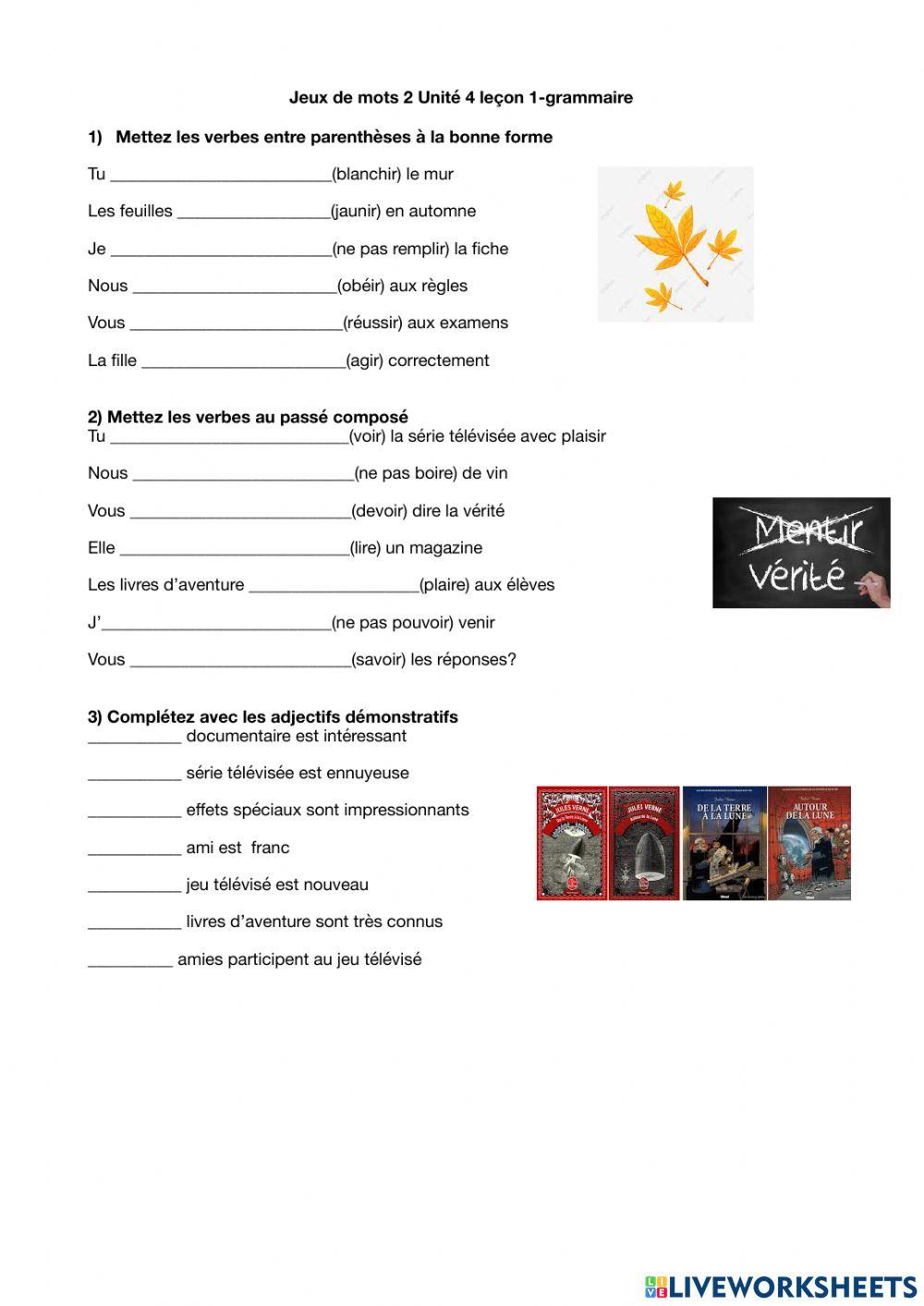 Jeux de mots 2 unité 4 leçon 1 -grammaire