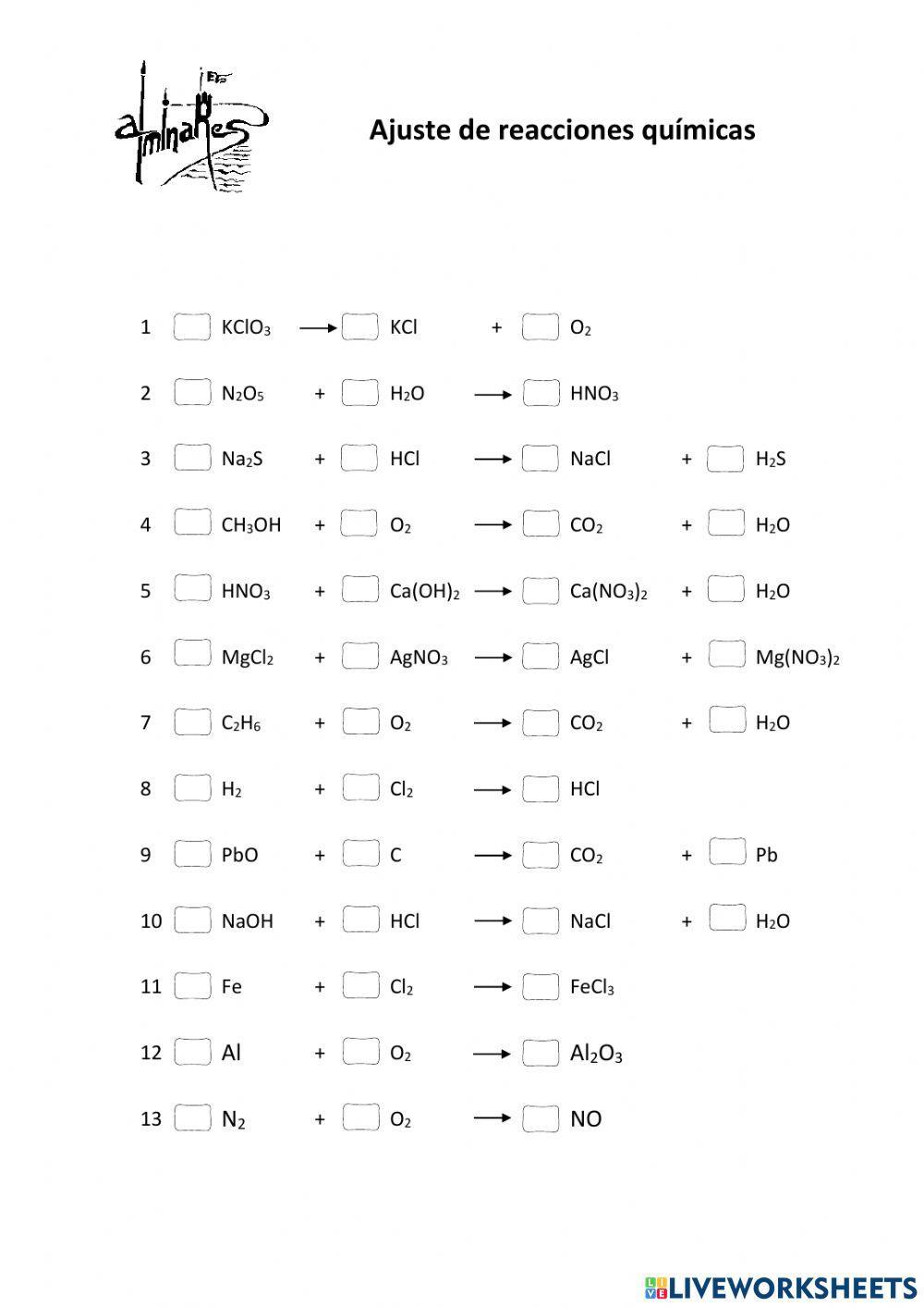 Ajuste de reacciones químicas