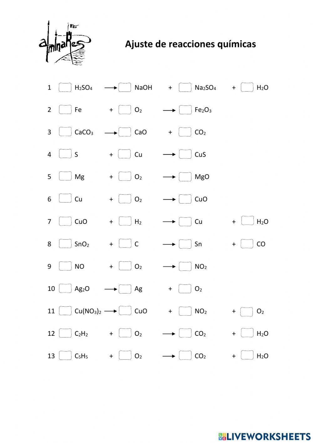Ajuste de reacciones químicas