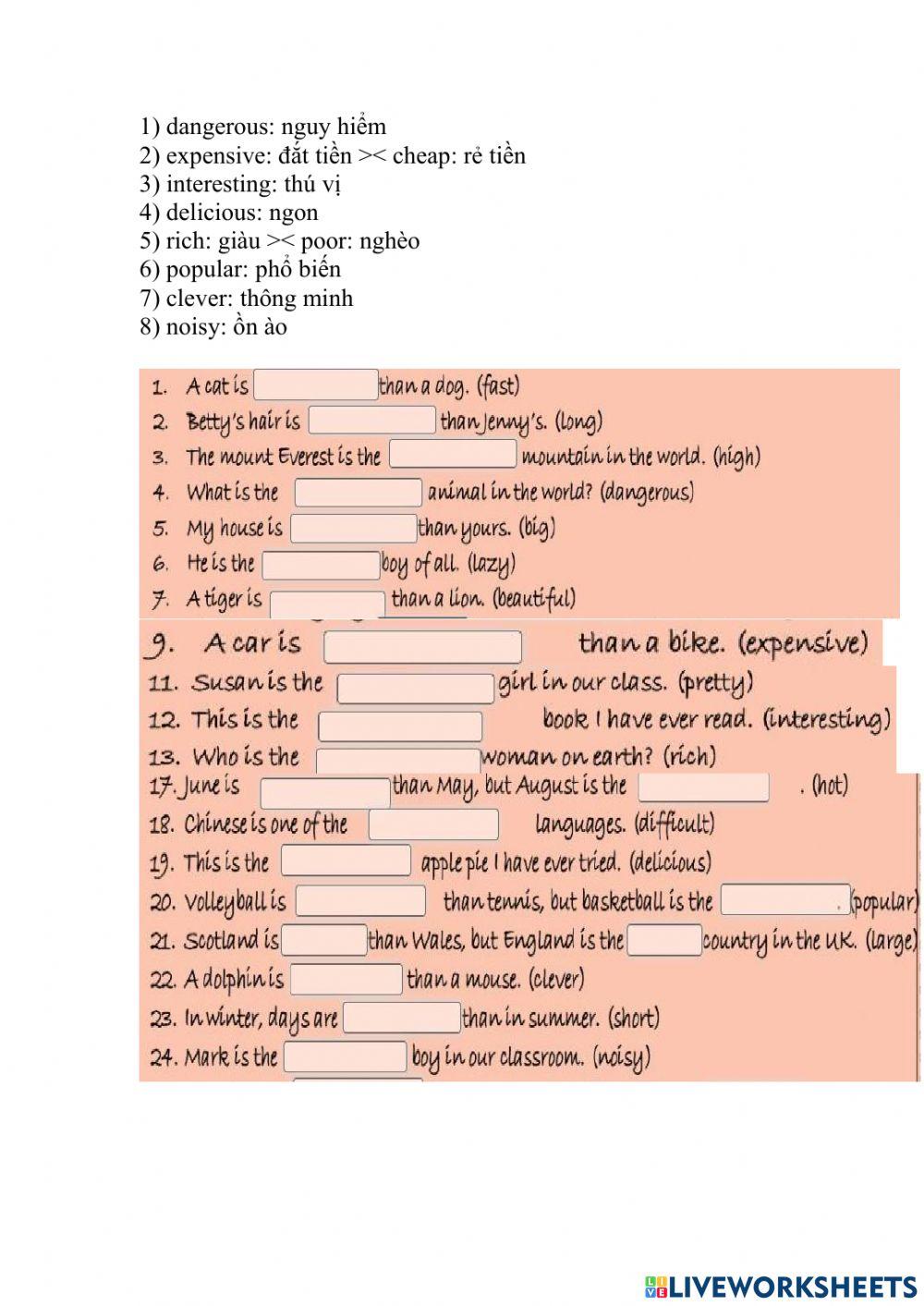 Comparative and superlative