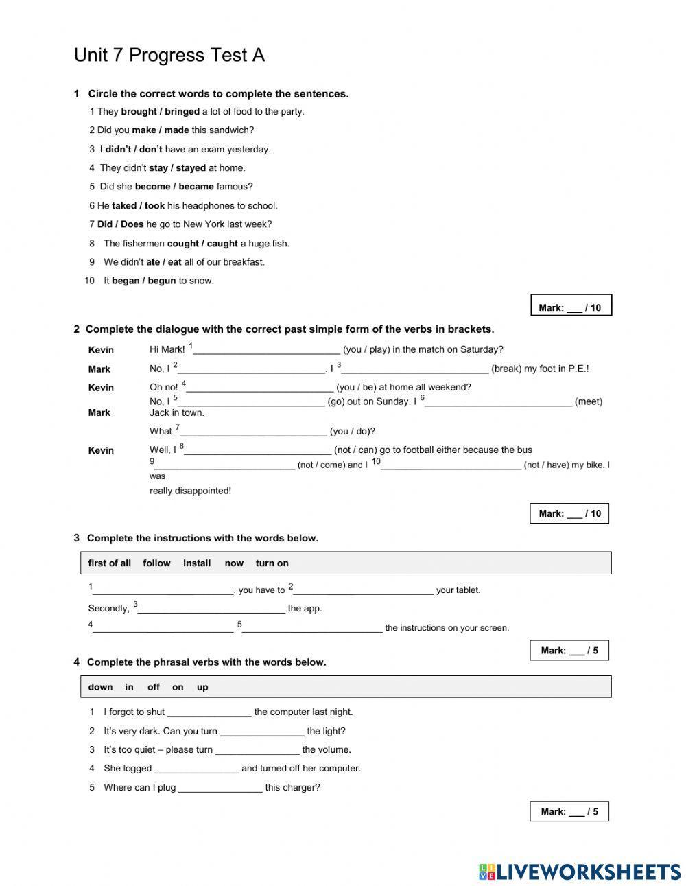 Past simple, computing-final-test