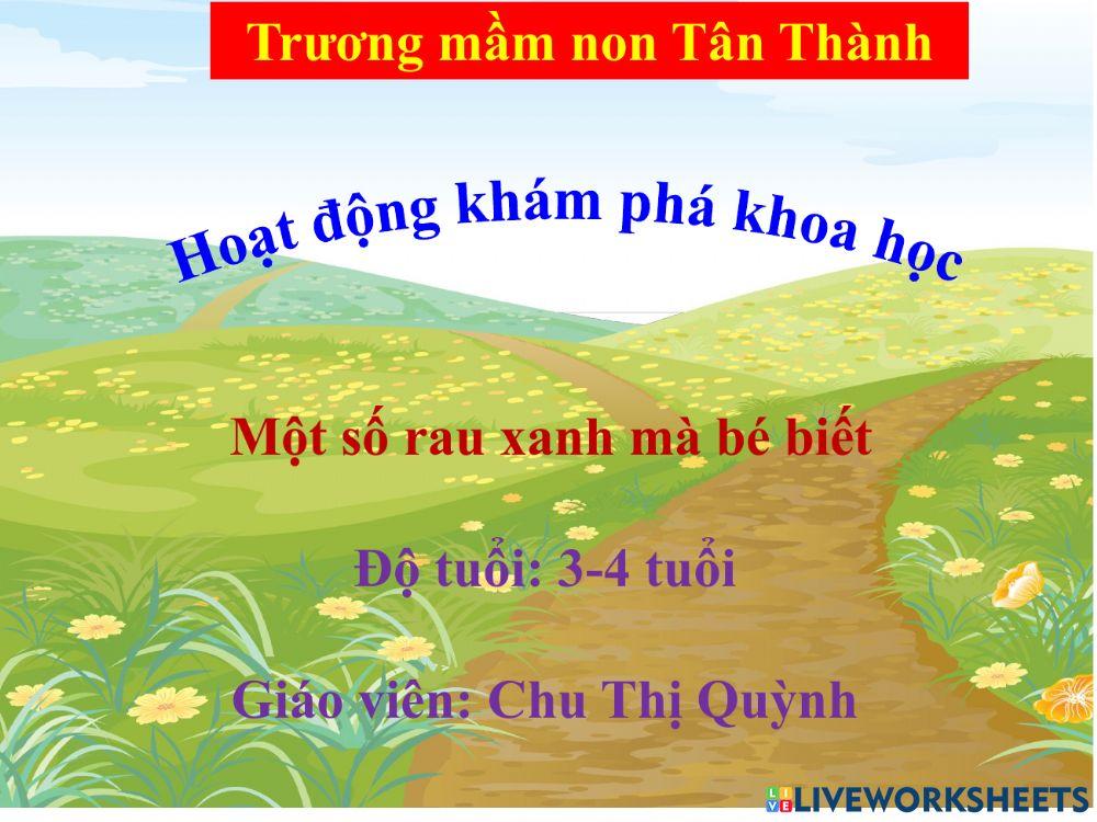 Trò chơi: khám phá một số loại rau
