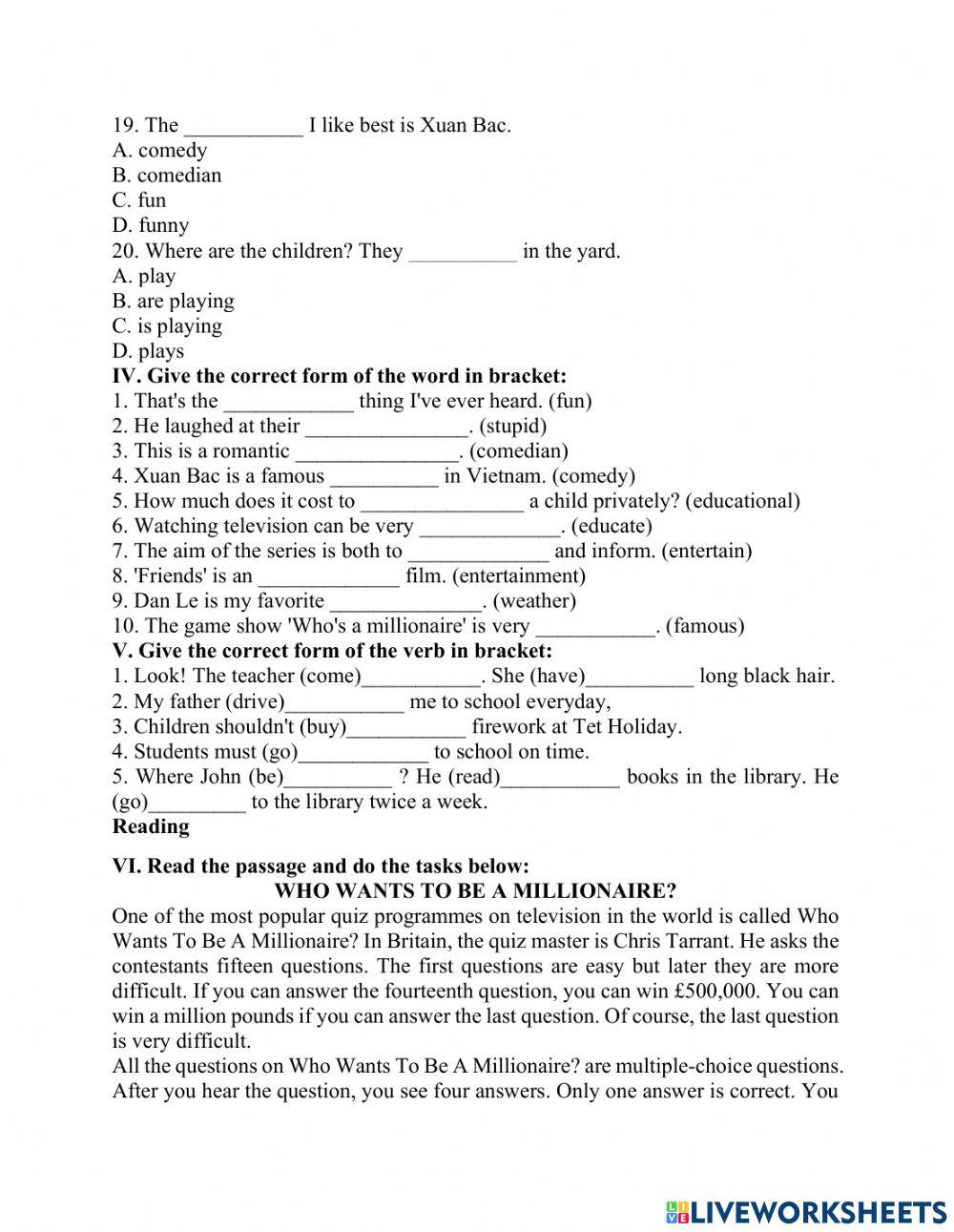Unit 7 - Television Test 1 (E6)