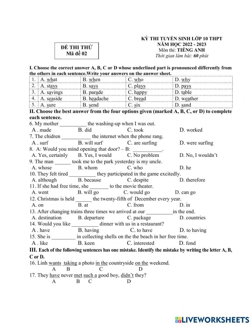 De thi thu tuyen sinh