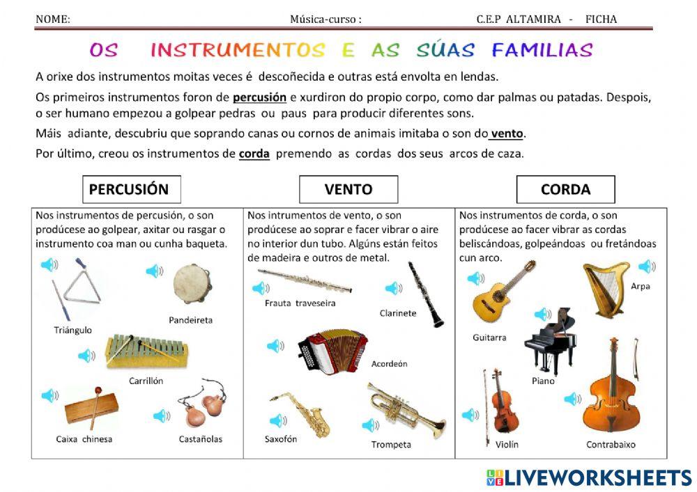 As familias de instrumentos