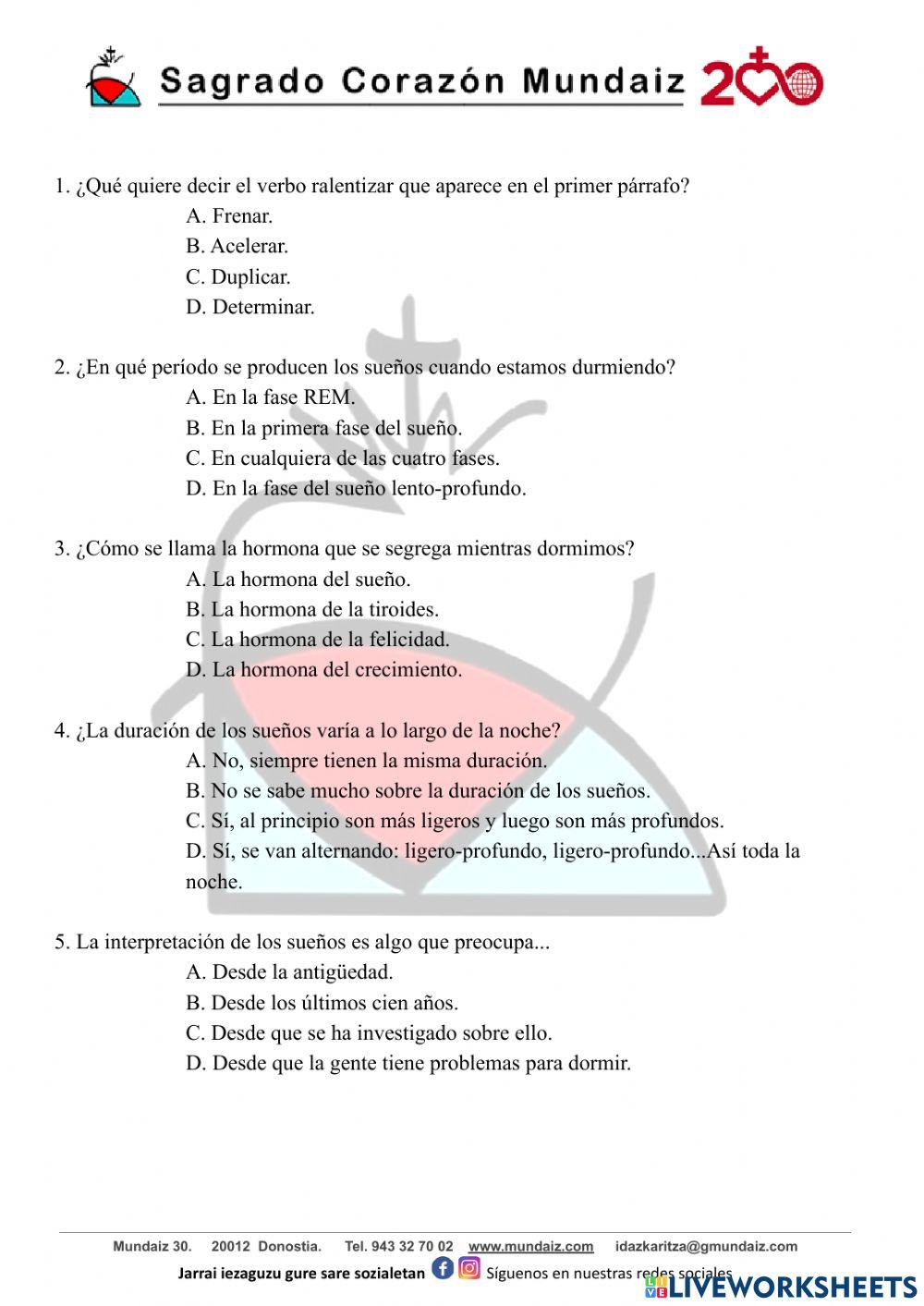 Comprensión escrita LH6