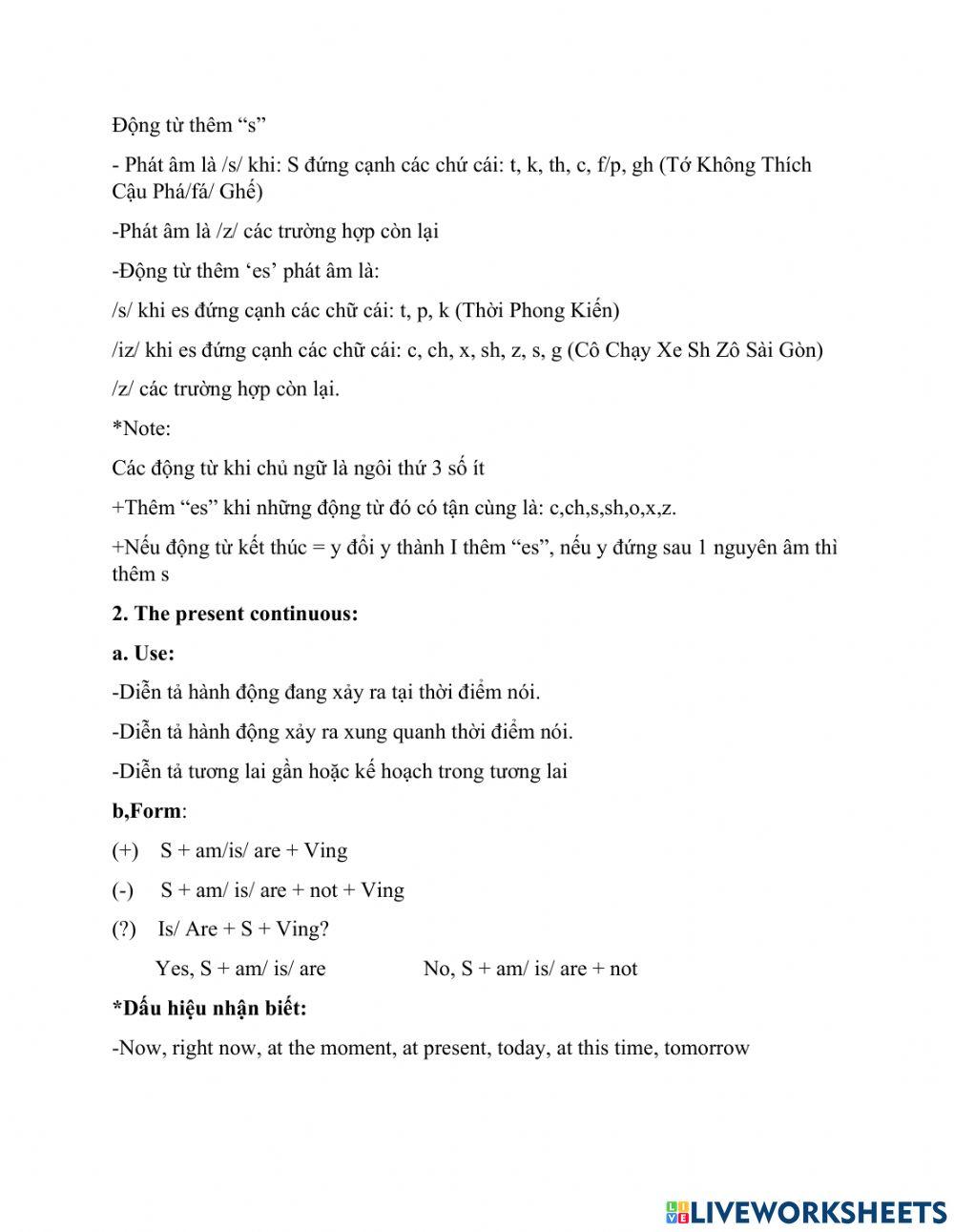 Anh 6 - ôn giữa kỳ II