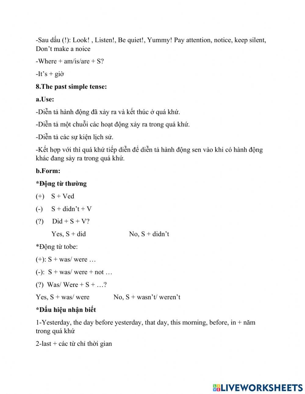 Anh 6 - ôn giữa kỳ II