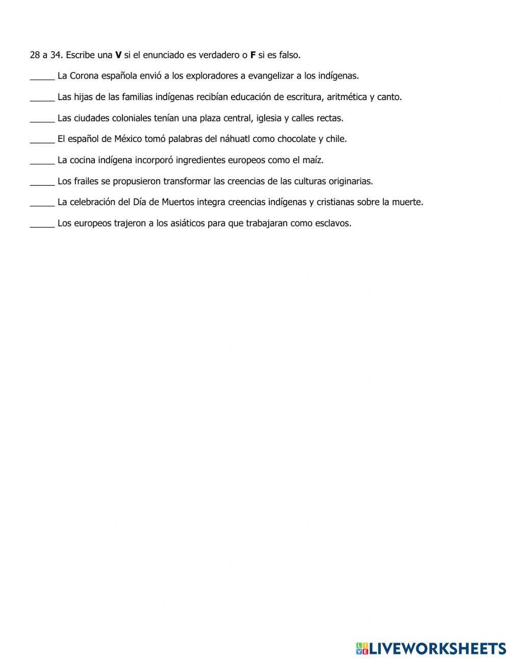 Examen bimestral de Historia.