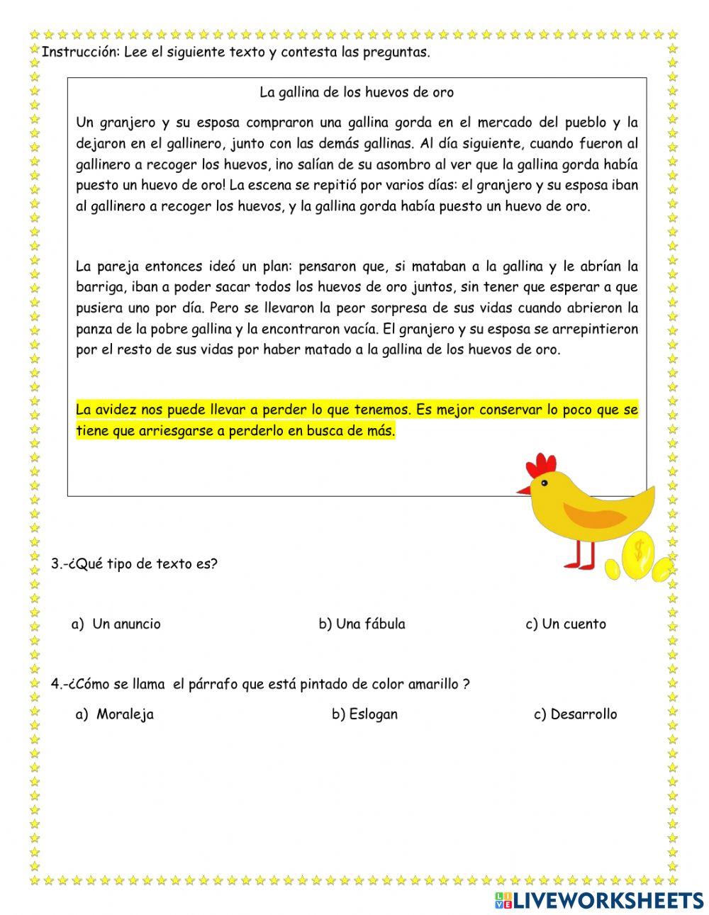 Examen Español tercer grado