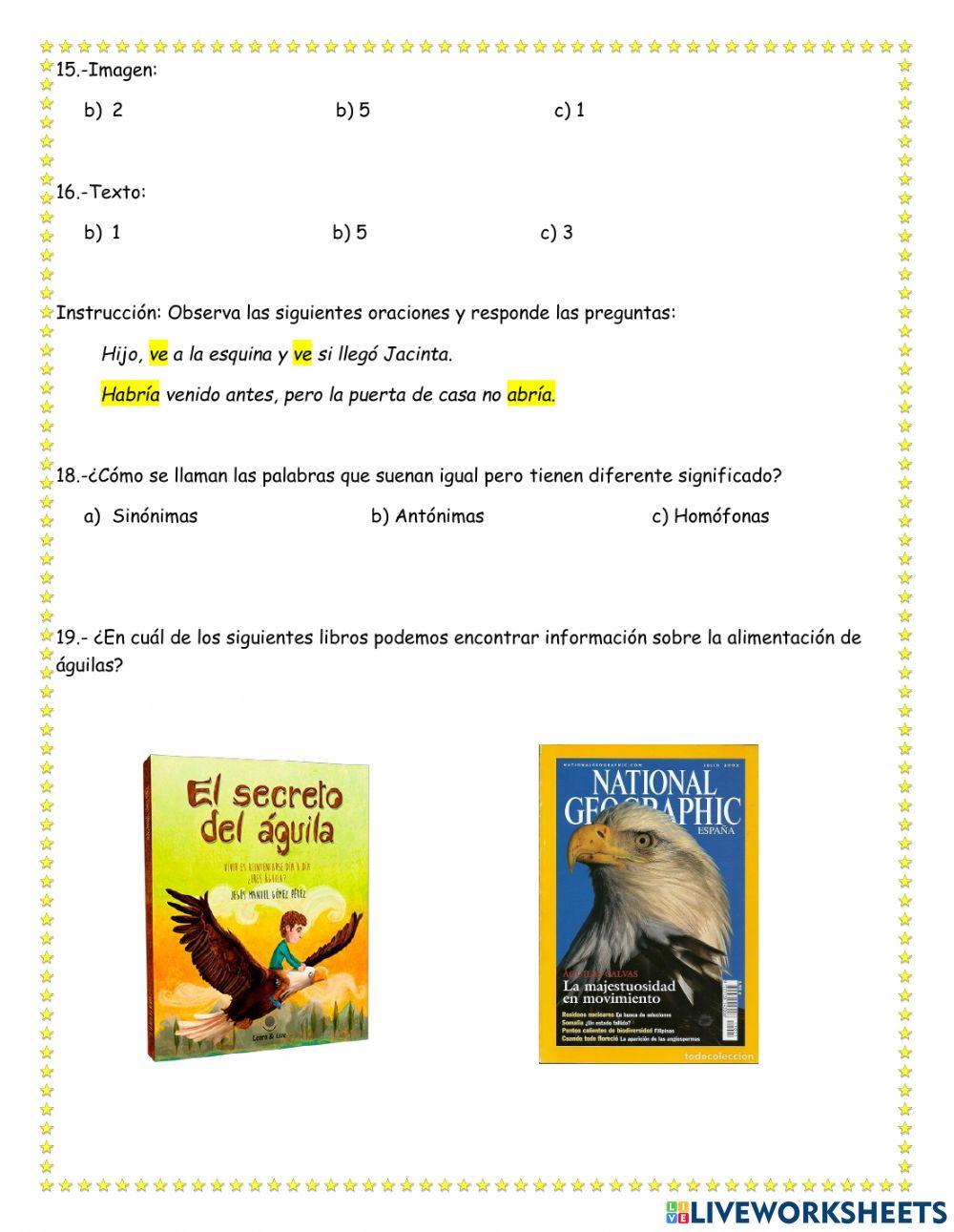 Examen Español tercer grado