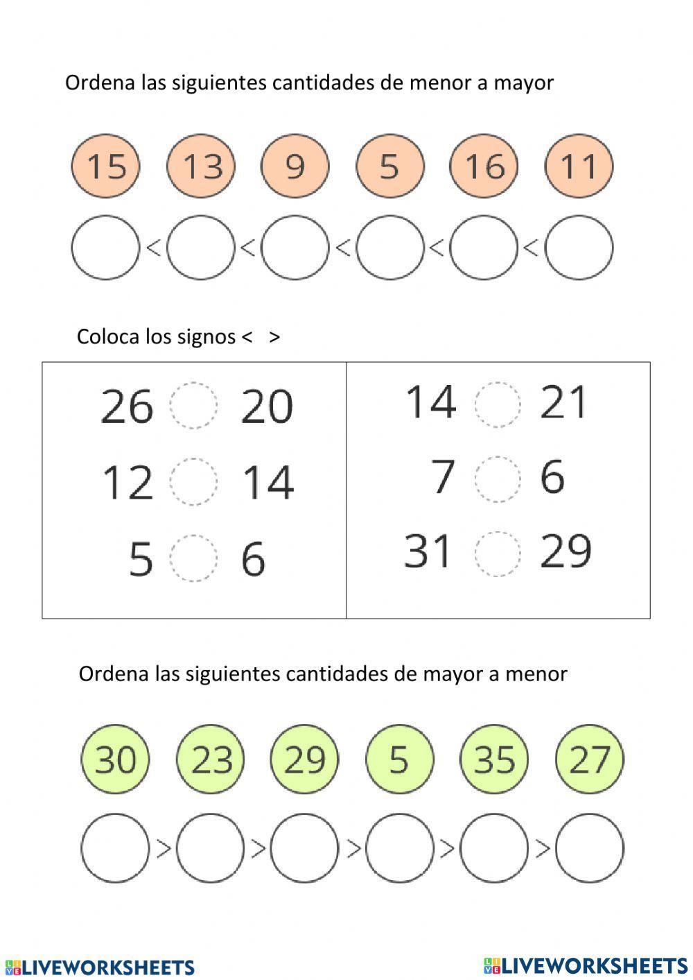 Comparar Números 1º