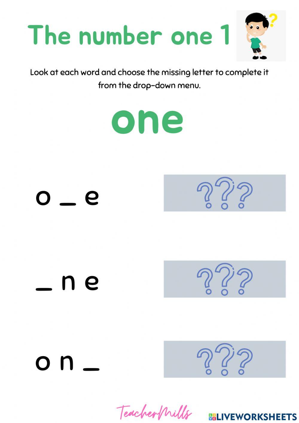 Number 1 free online worksheet | Live Worksheets
