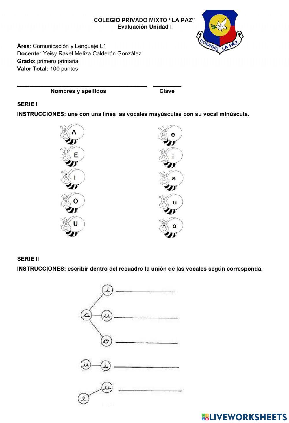 Evaluación Comunicación y Lenguaje L1