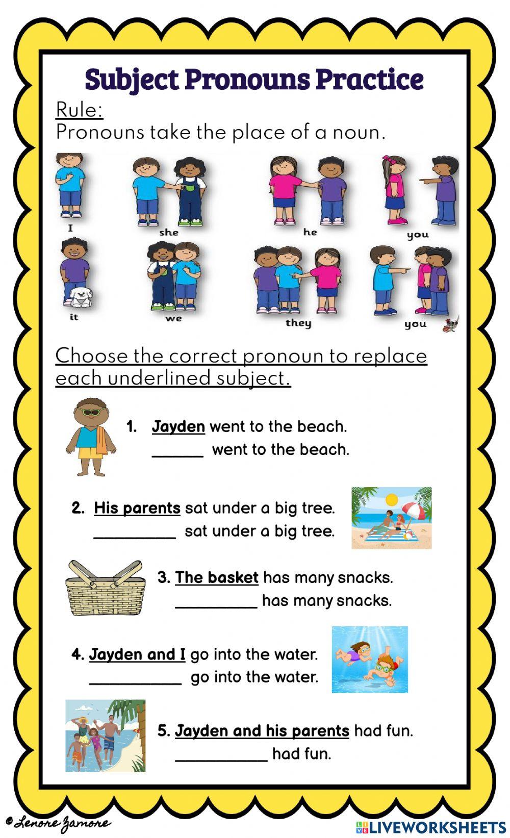 Subject Pronouns Review