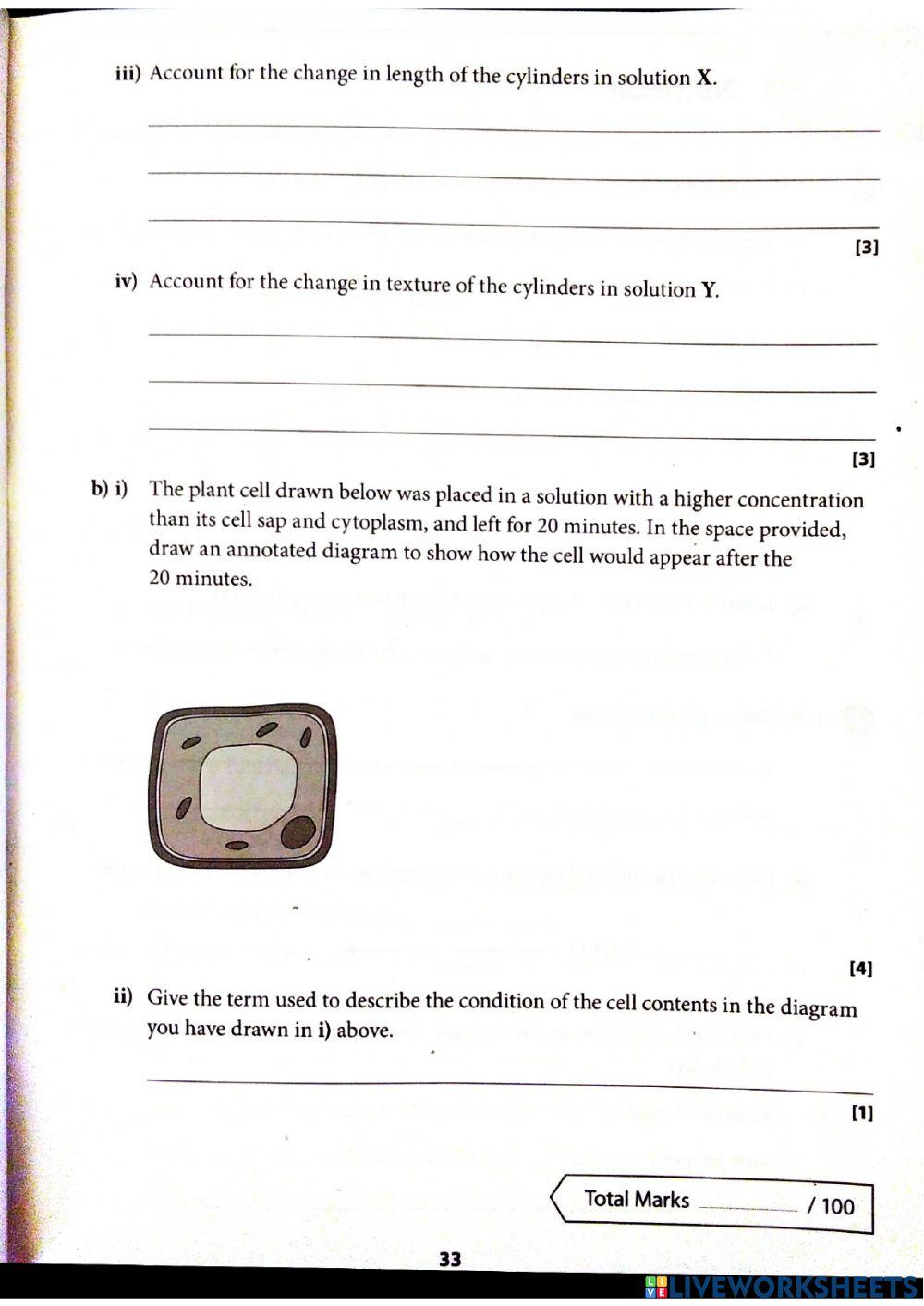 CSEC Biology :Topic -  CELLS 