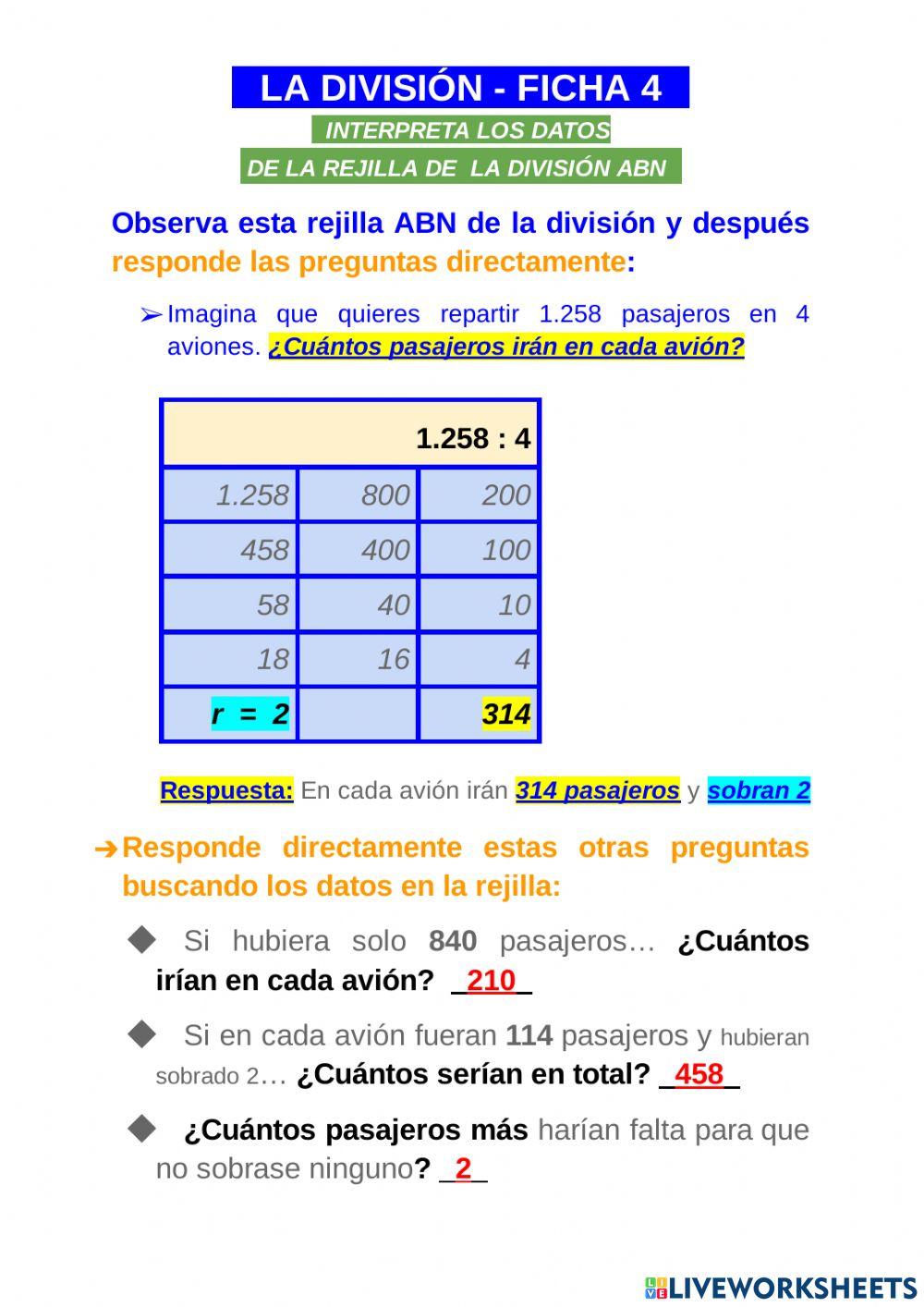 Interpreto rejilla división abn