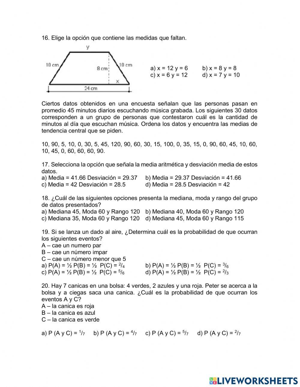 Examen matematicas