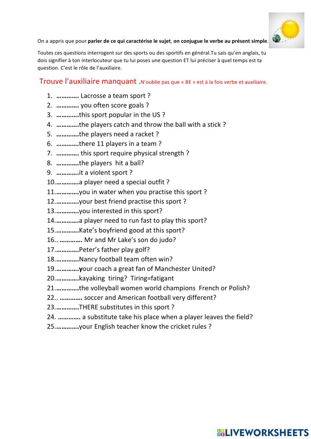 Find the missing auxiliaries