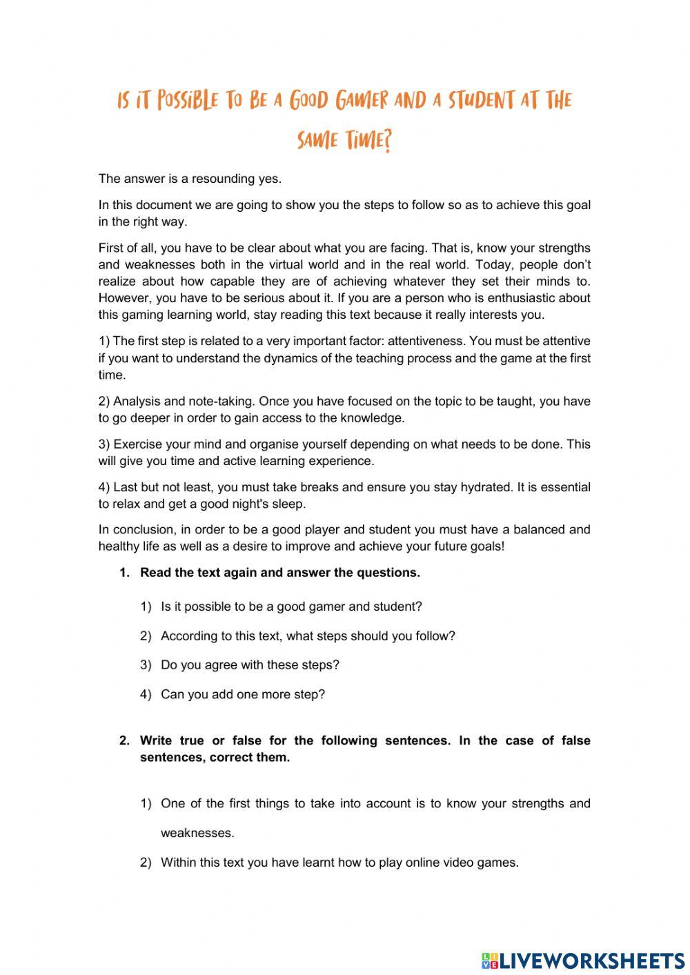 Is it possible to be a good gamer and a student at the same time?