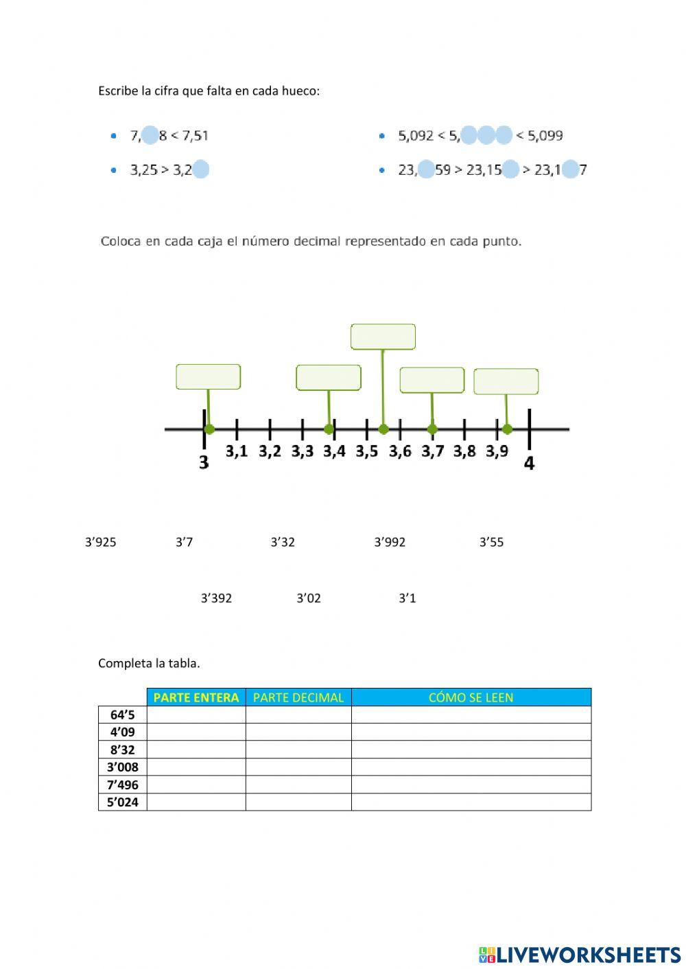Repaso de números decimales
