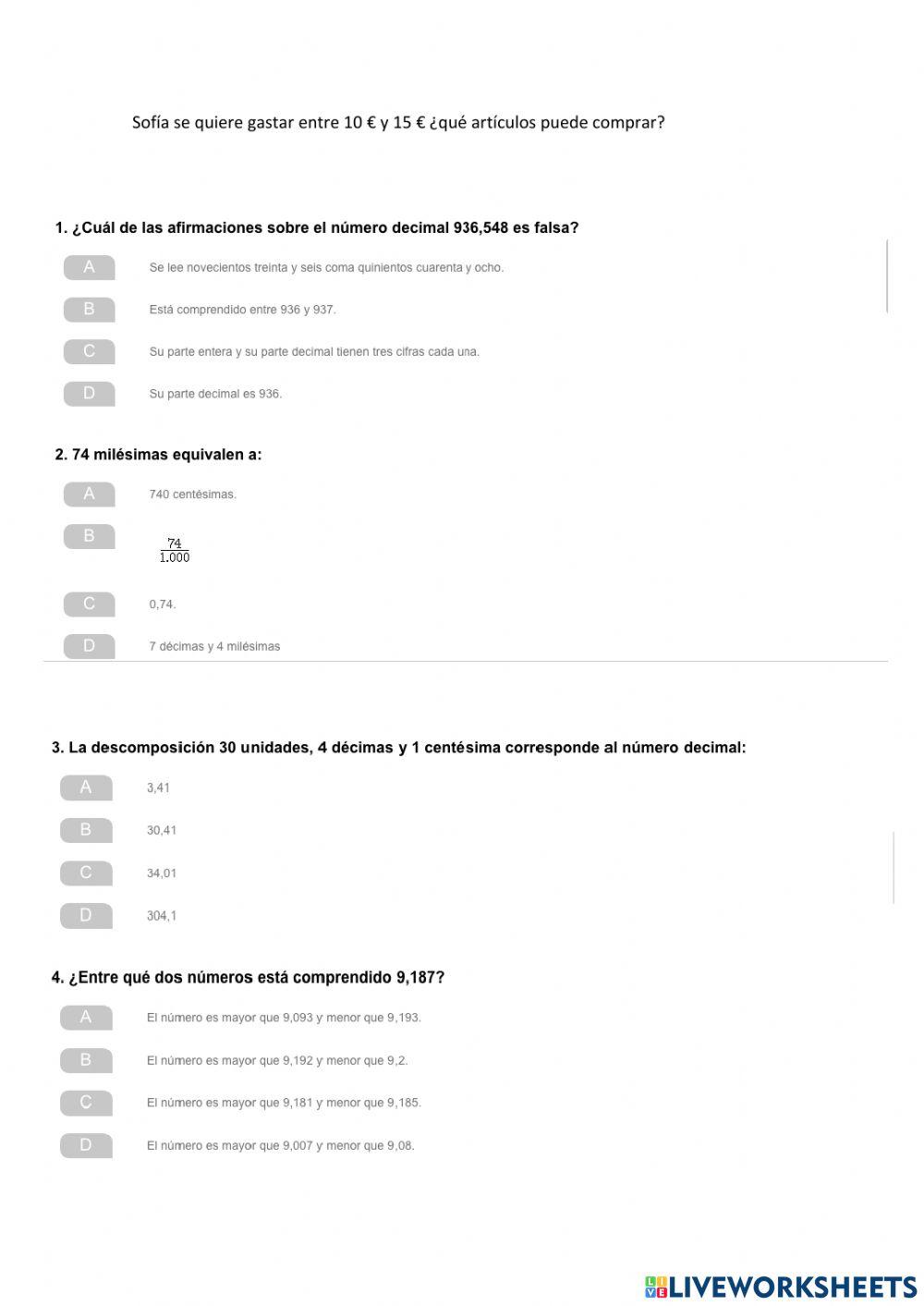 Repaso de números decimales