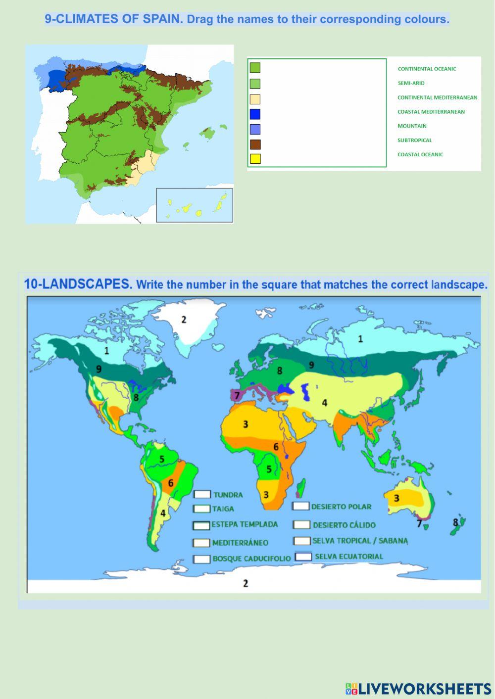 Weather, climate and landscapes
