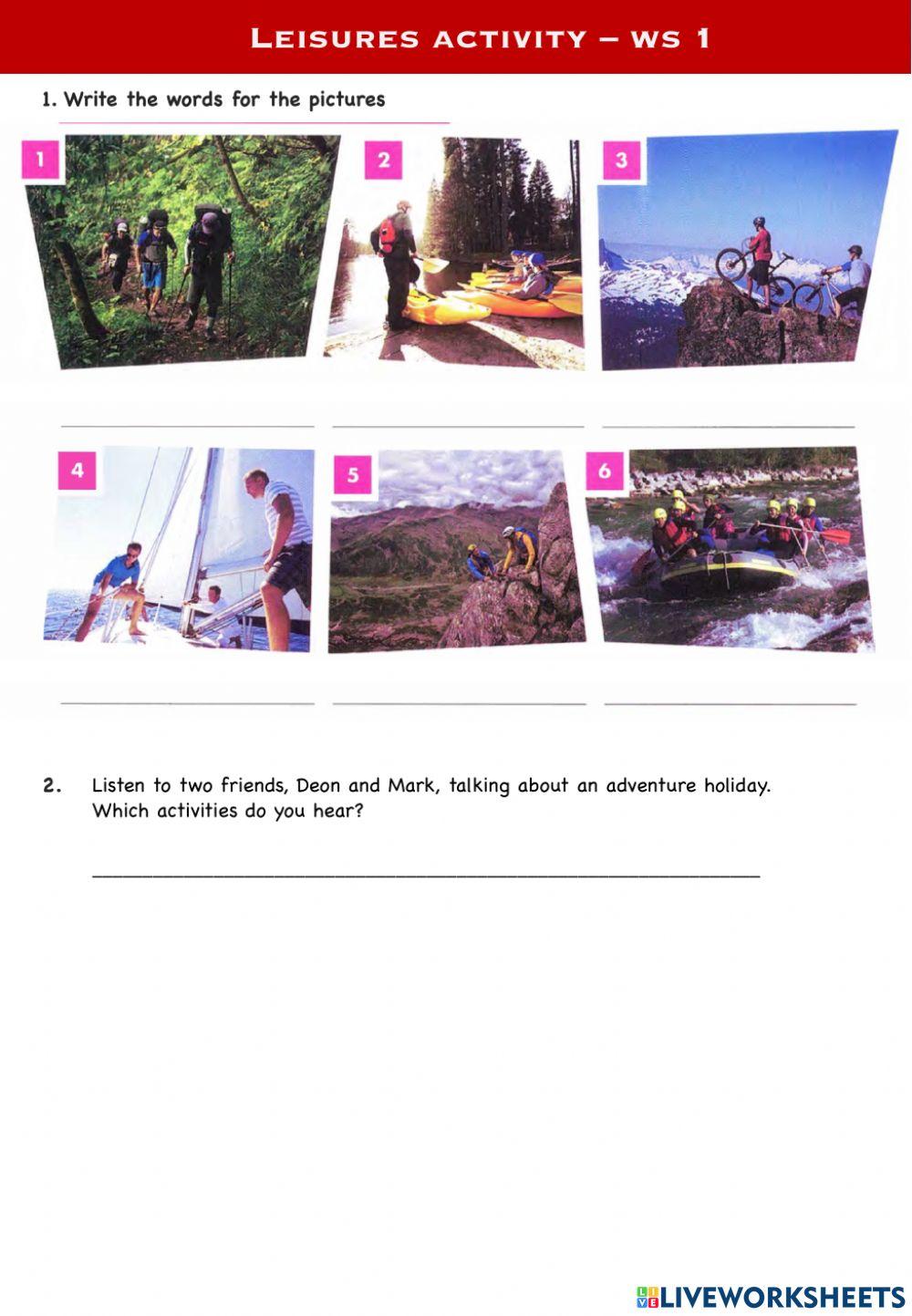 Leisure activities ws1