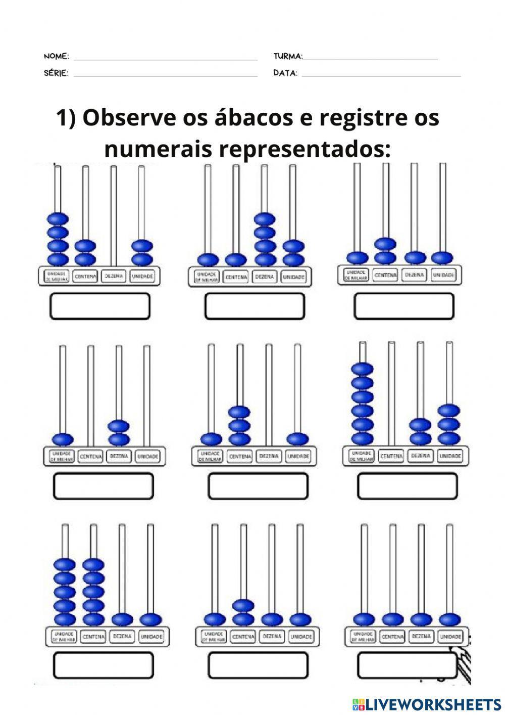 Atividades com uso de ábaco