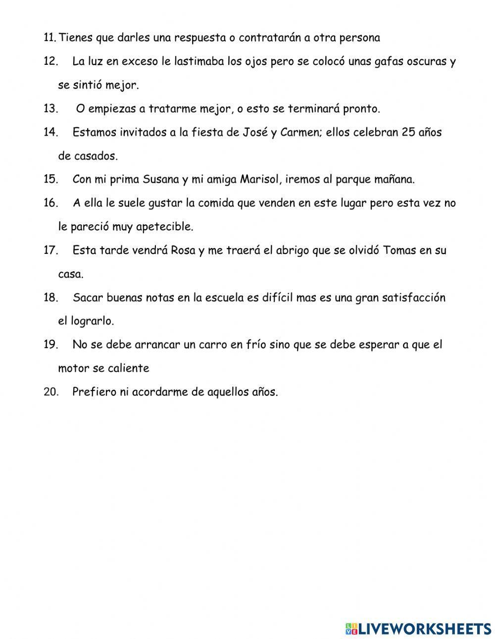 Oraciones coordinadas