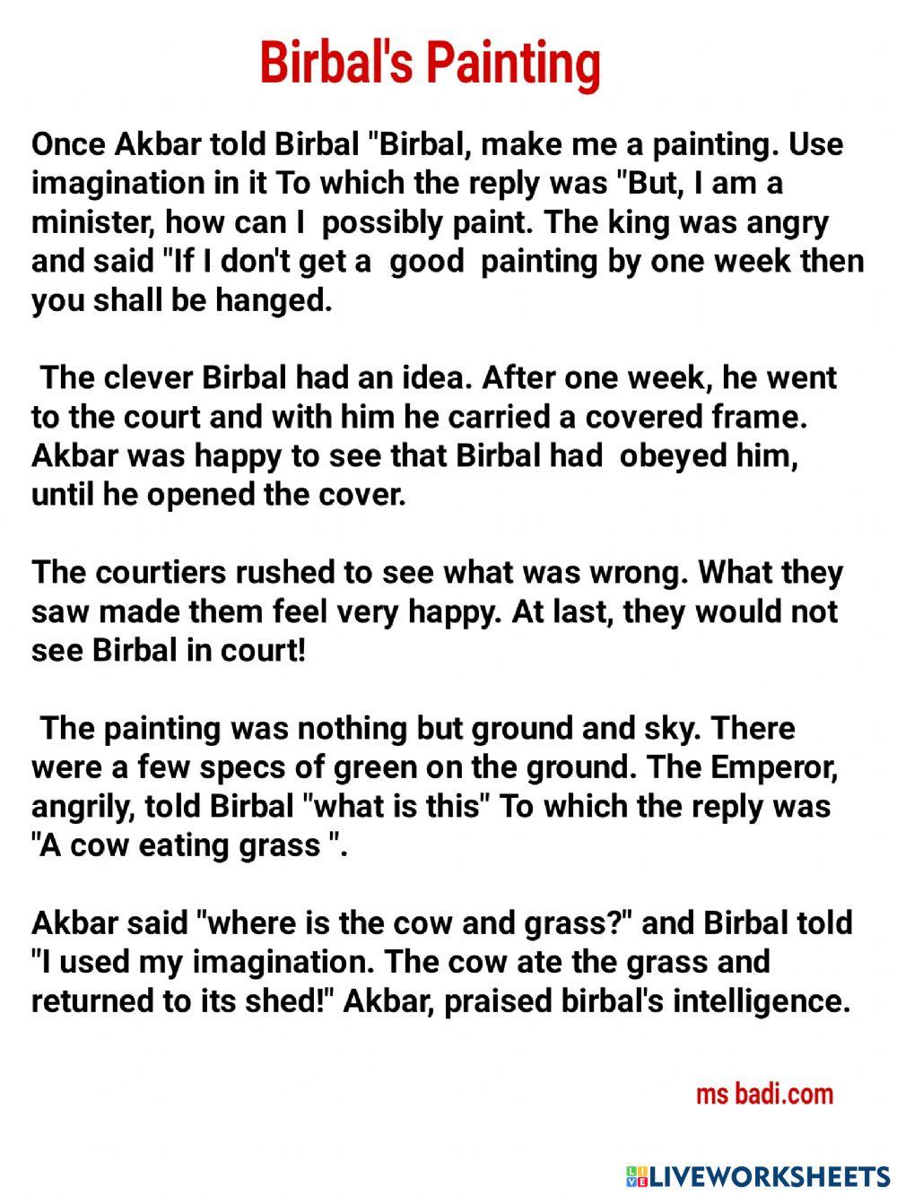 Day-26-english story-birbal’s painting