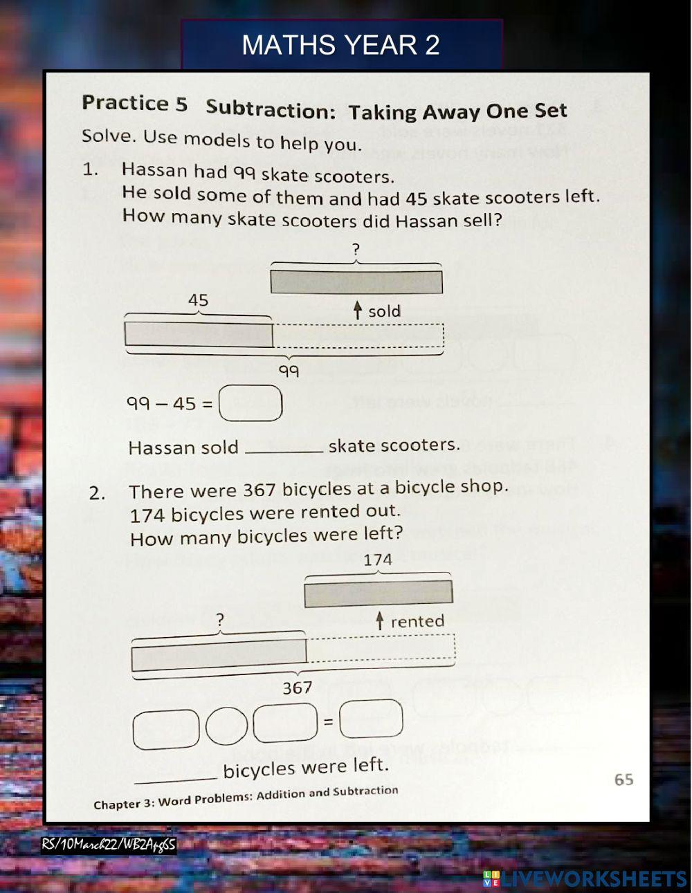 Word problems WB2A pg 65&66