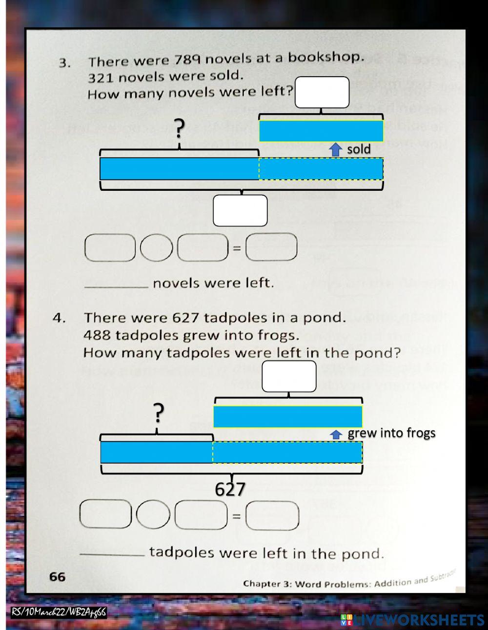 Word problems WB2A pg 65&66