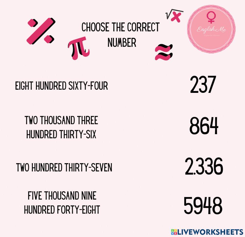 Choose the correct number