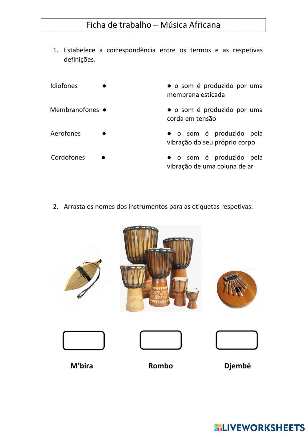 Ficha de trabalho - Música Africana