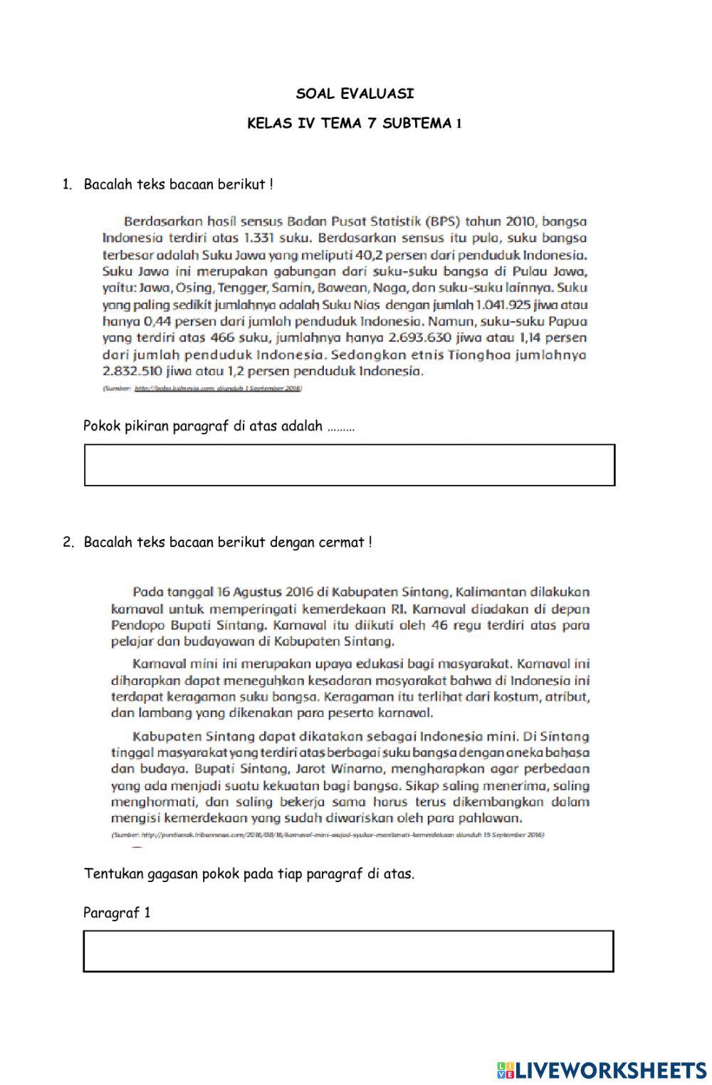 Evaluasi subtema 1 tema 7