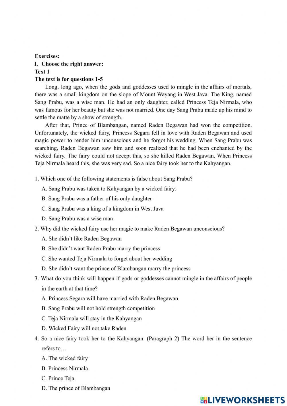Narrative text material and exercise 1928177 i wayan
