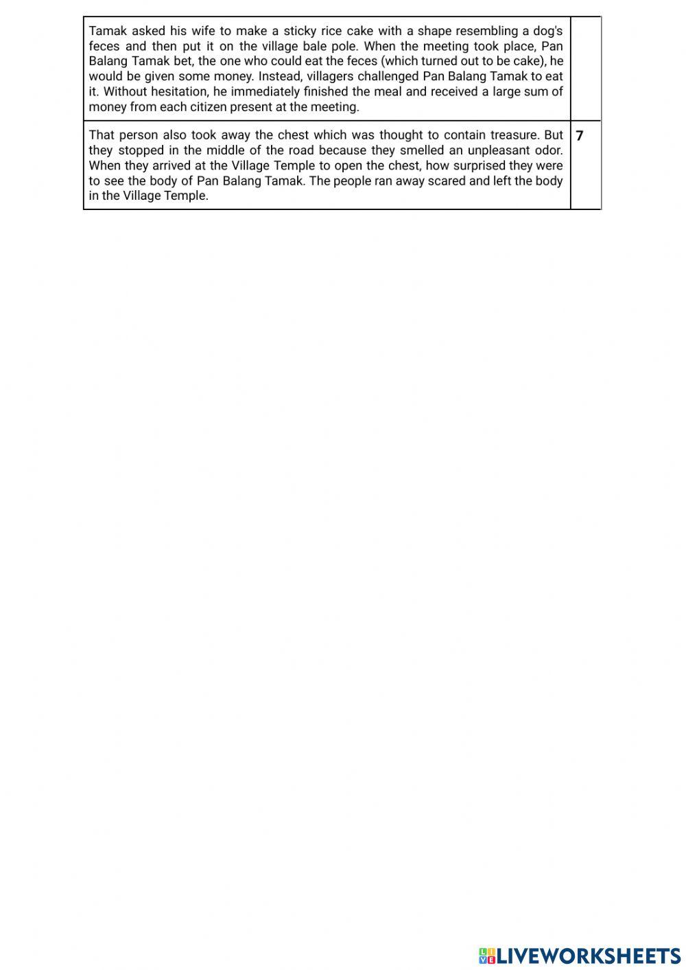 Exercise About Narrative Text Worksheet