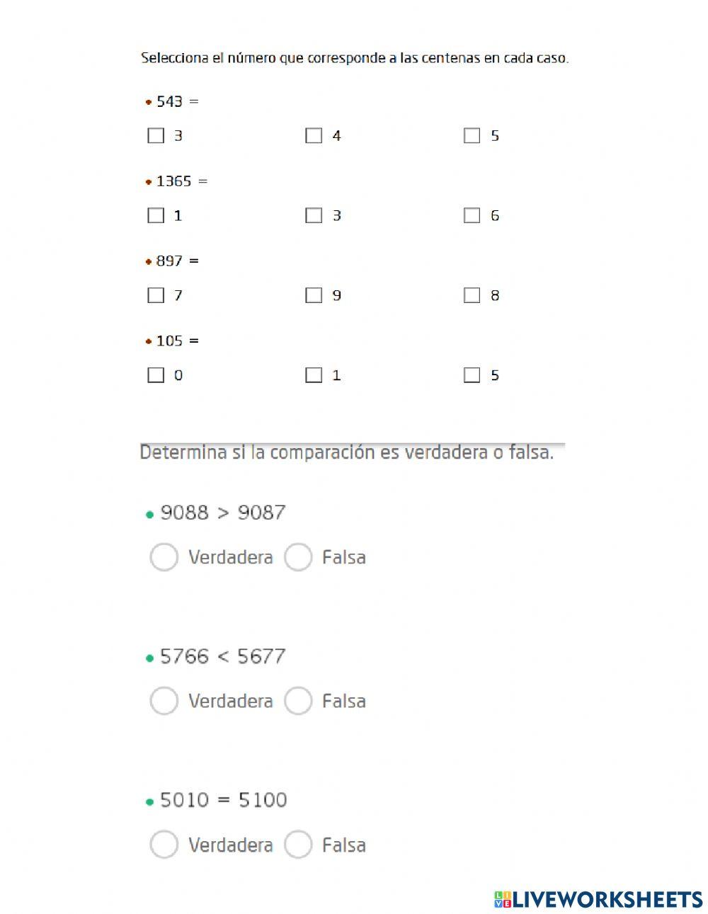 Centenas y comparación de cantidades