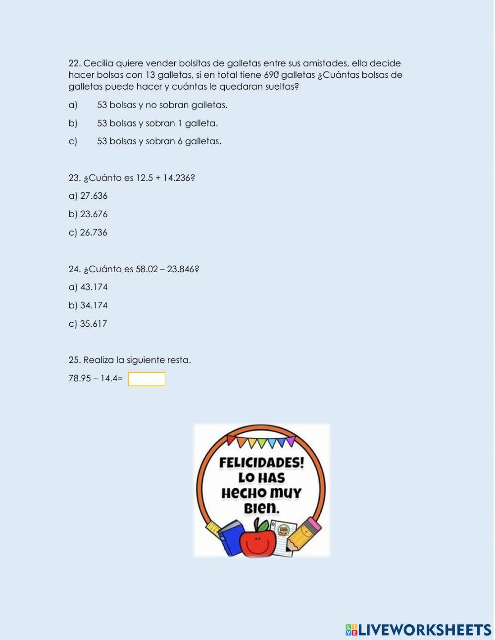 Examen mate II TRIMESTRE