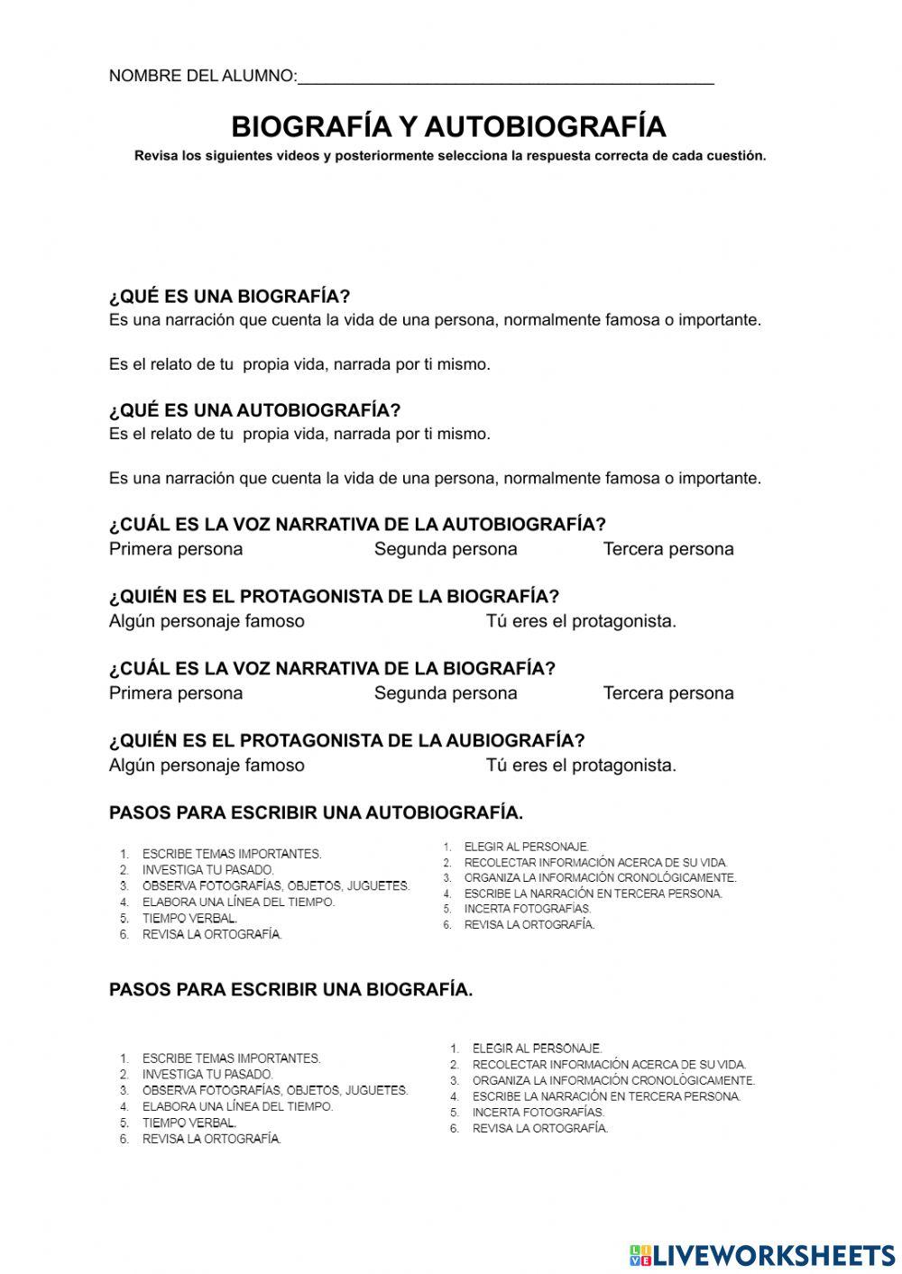 Guía biografía y autobiografía.