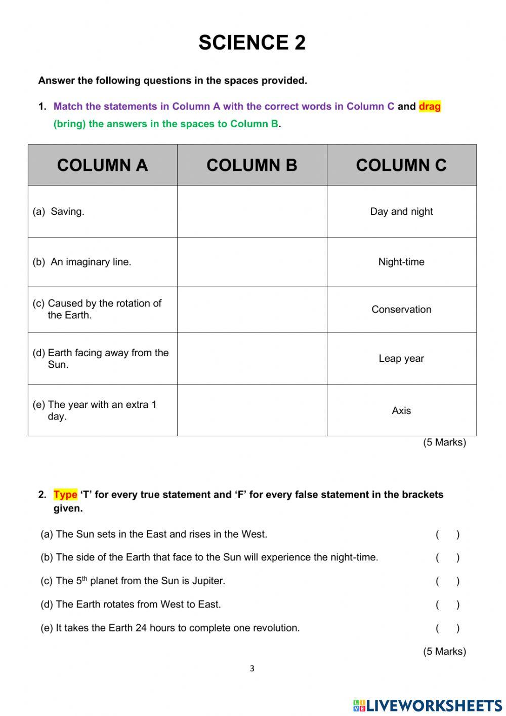 Online sba1 science year 6 2022