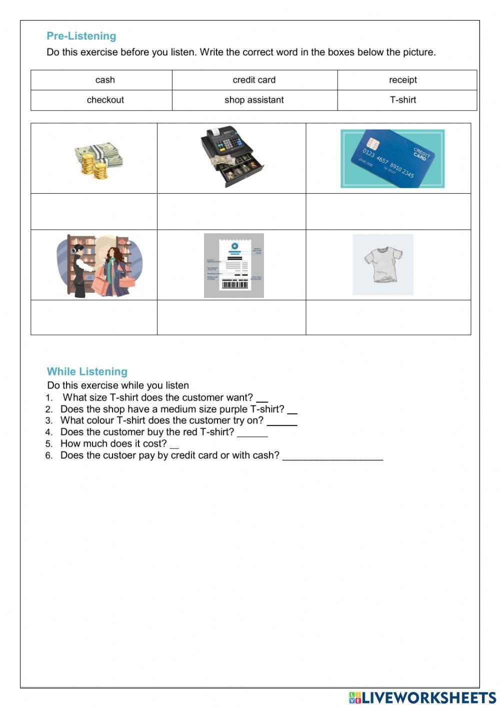 Shopping for clothes - Listening