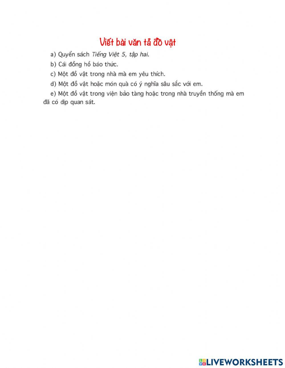 Tập làm văn tả đồ vật